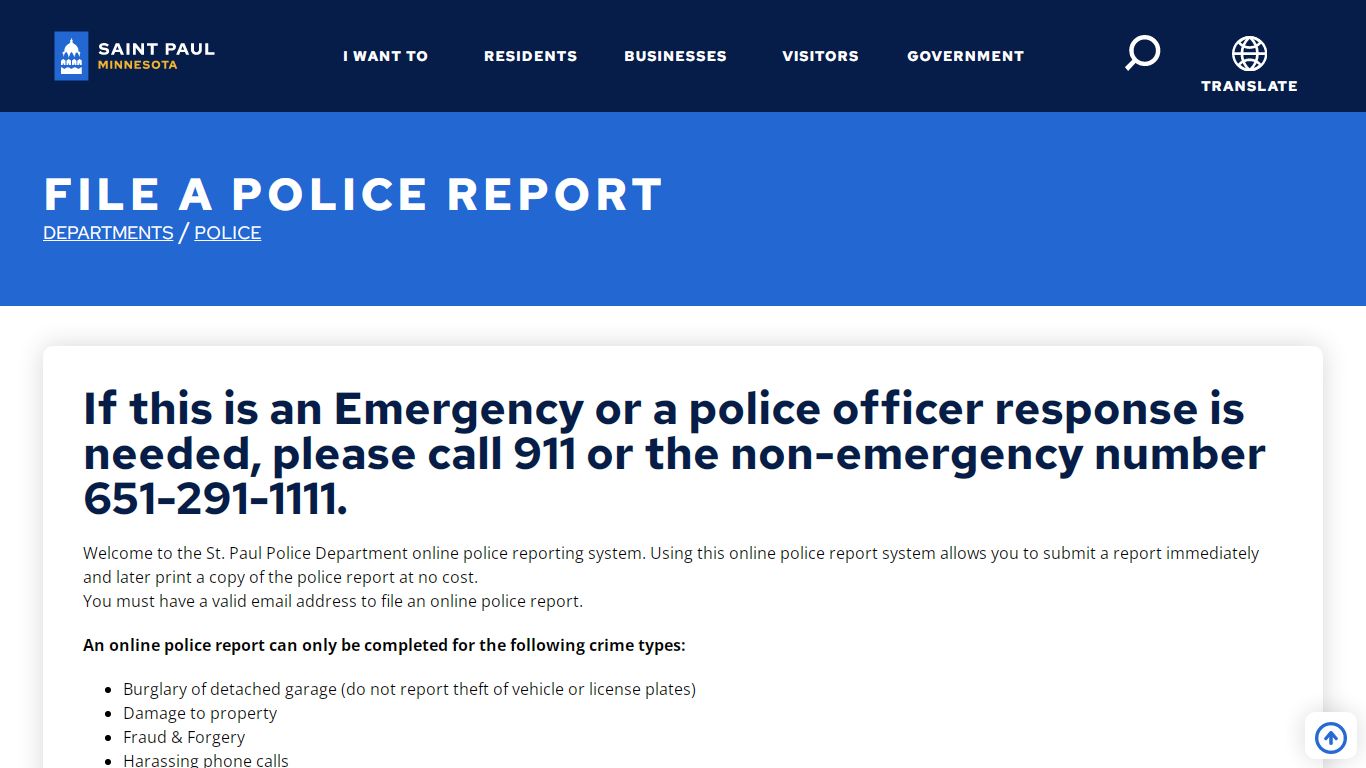 File a Police Report | Saint Paul Minnesota